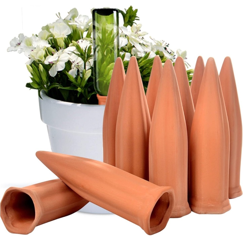 B SEPOR Ceramic Plant Waterer Set of 10 Pack Terracotta Self Watering Spikes-NEW